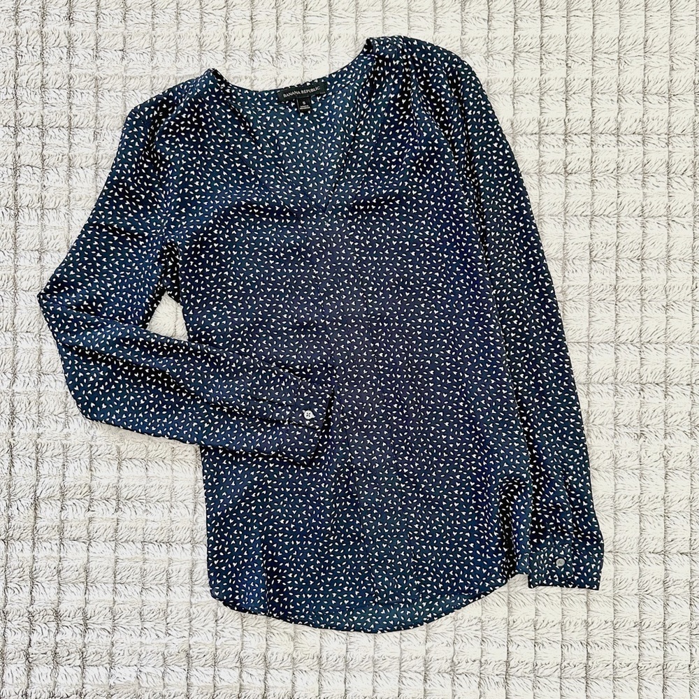 Banana Republic Navy Patterned Blouse